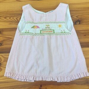EUC Orient Expressed Pink White smocked Seersucker Dress Lemonade size 3